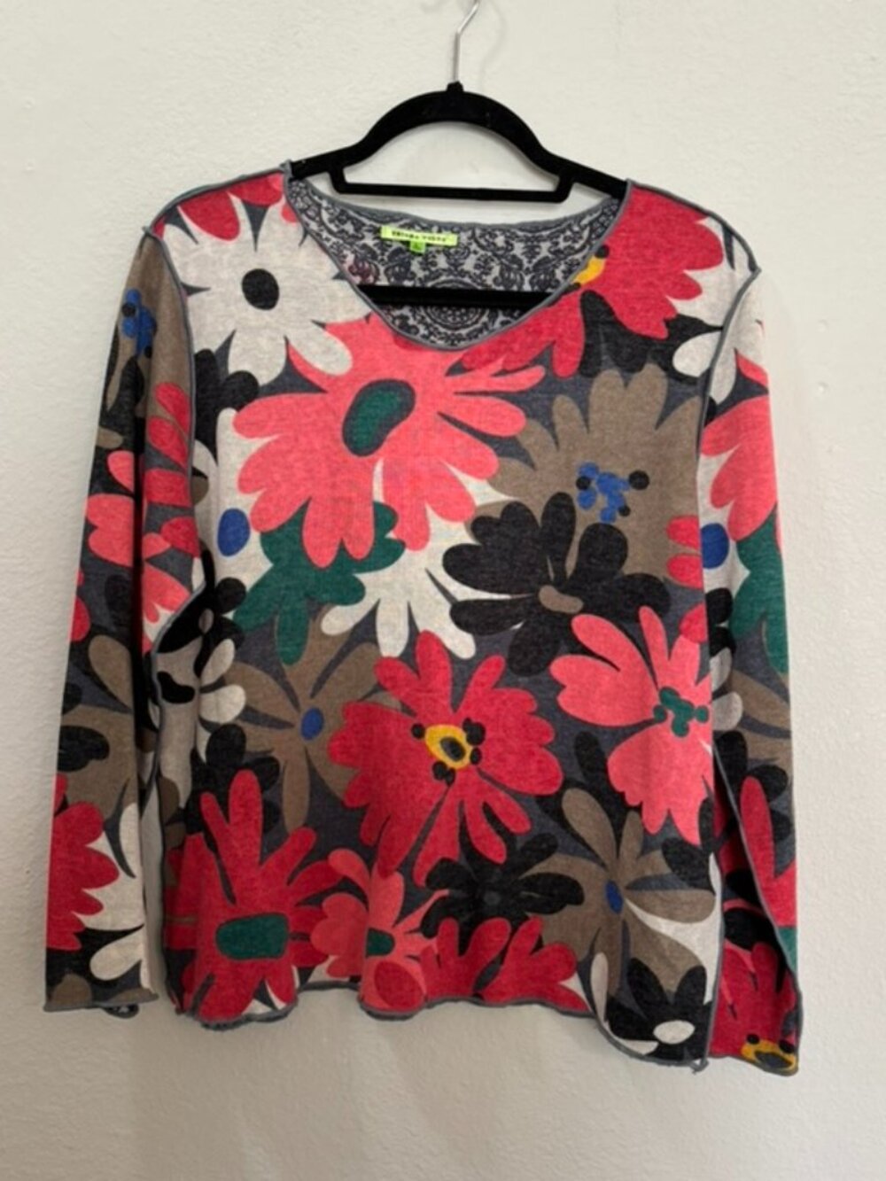 Trisha Tyler Colorful Floral Print Lightweight Long Sleeve Top Size Large